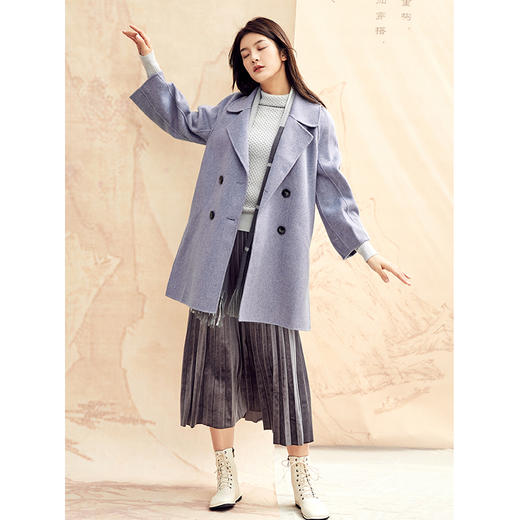 Famecoco范可儿双面呢大衣女中长款冬季毛呢外套F198AC008 商品图1