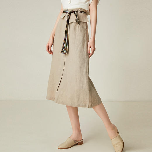 famecoco范可儿半身裙夏季通勤复古风A字裙大摆半身裙F193HA024 商品图2