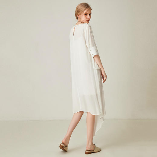 famecoco范可儿连衣裙2020新款夏五分袖显瘦不规则长裙F193FA042 商品图1