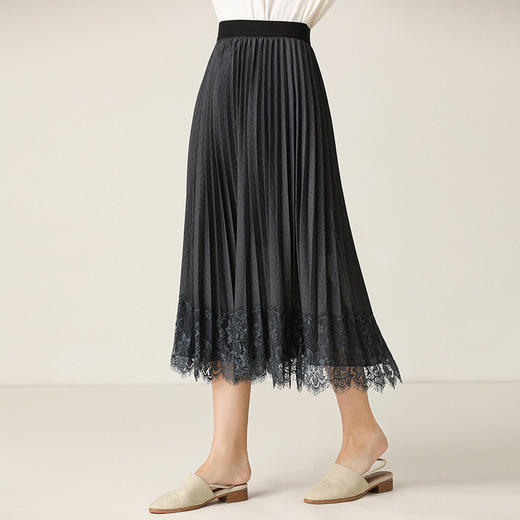 Famecoco范可儿波点半身裙蕾丝拼接百褶裙F201HA003 商品图2