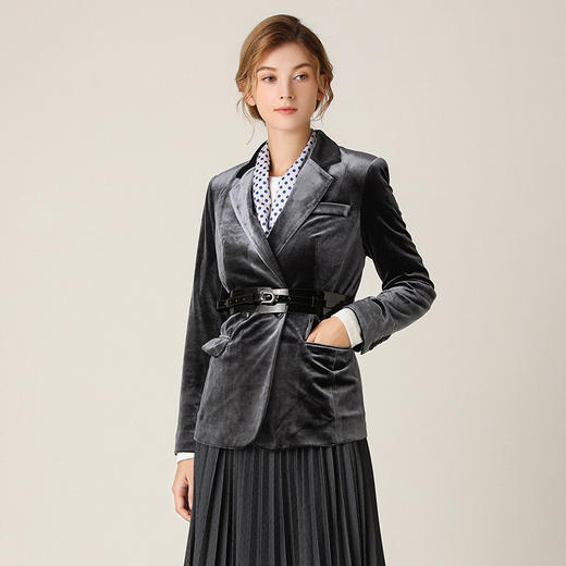 famecoco范可儿西装外套女秋装新款纯色收腰显瘦外套女F201AB013 商品图2