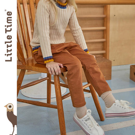 littletime2020春秋新款外穿花苞休闲直筒裤儿童裤子洋气长裤女童 商品图1