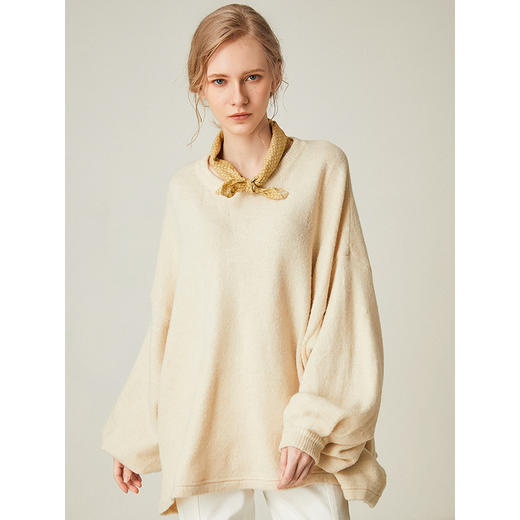 famecoco范可儿设计感慵懒风套头毛衣水滴袖针织衫F191DB128 商品图3