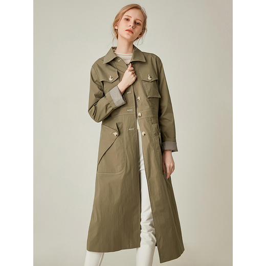 Famecoco范可儿秋季品牌风衣女长款英伦风时尚洋气外套F195AA002 商品图2