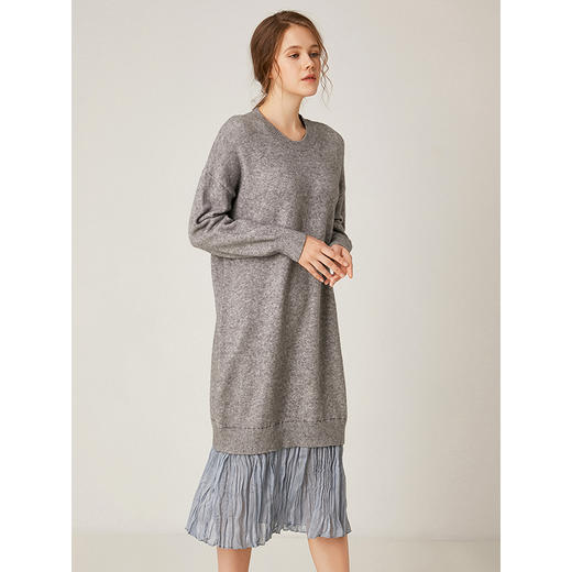 Famecoco范可儿圆领套头显瘦内搭打底文艺风连衣裙 F198FA003 商品图0