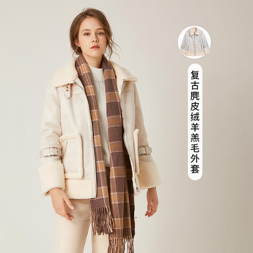 Famecoco范可儿麂皮绒车风修身显瘦时尚外套F198AB001 商品图0