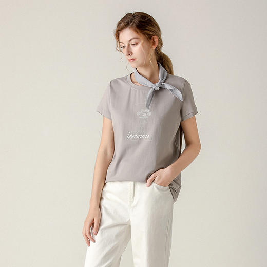 famecoco范可儿短袖T恤印花小清新上衣女F203BB013 商品图3