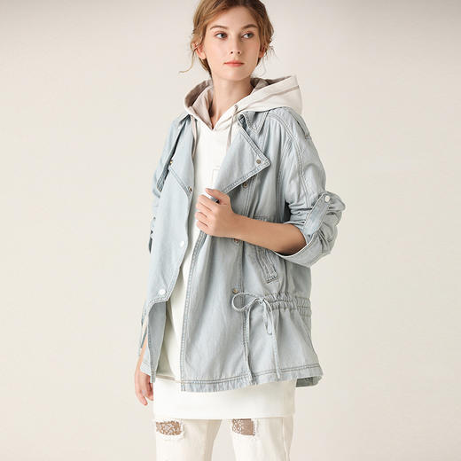 famecoco范可儿牛仔外套秋装机车风收腰百搭F201AB003 商品图0