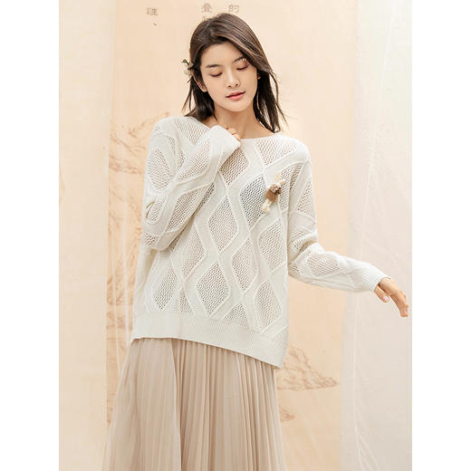 famecoco范可儿毛衣针织衫女秋冬宽松慵懒设计感上衣F198DB013 商品图0