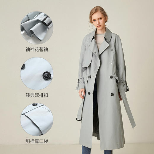 Famecoco范可儿高端大气风衣中长款秋季过膝收腰气质外套F195AA018 商品图3