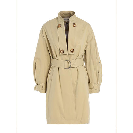 Famecoco范可儿卡其色风衣女立领设计感外套F185AA016 商品图4