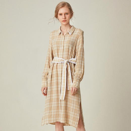 famecoco范可儿连衣裙格纹衬衫裙显瘦长袖连衣裙女F191FA026 商品图2