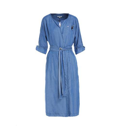 famecoco范可儿连衣裙夏通勤文艺风收腰显瘦中长款女F193FA004 商品图4