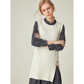 famecoco范可儿造型马甲无袖毛衣背心F191CA003