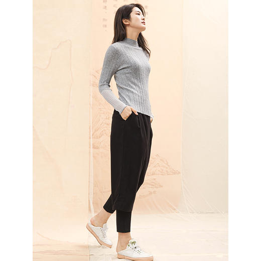 famecoco范可儿半高领打底衫女春内搭修身套头上衣F195DB013 商品图1