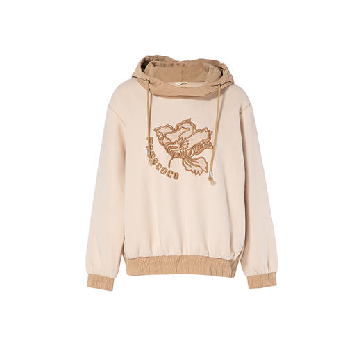 Famecoco范可儿连帽卫衣女秋冬加厚慵懒风宽松套头上衣F188BE006 商品图4