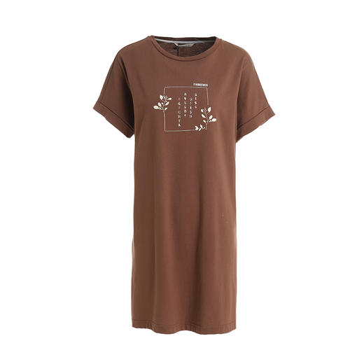 famecoco范可儿短袖T恤夏宽松百搭显瘦圆领长款上衣女F203BB010 商品图4