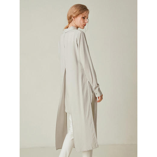 famecoco范可儿设计感休闲假两件不规则中长款长袖衬衫F195BA018 商品图1