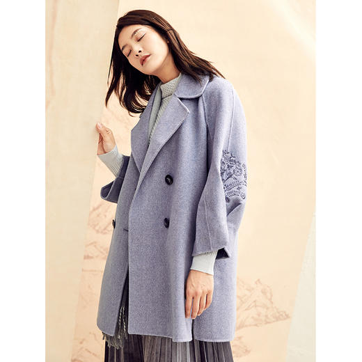 Famecoco范可儿双面呢大衣女中长款冬季毛呢外套F198AC008 商品图0