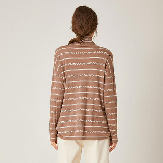 famecoco范可儿横条纹针织衫女秋季长袖套头打底上衣F195DB002 商品图1