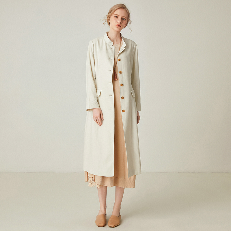 famecoco范可儿风衣外套2020春英伦文艺长外套开衫女F191AB013