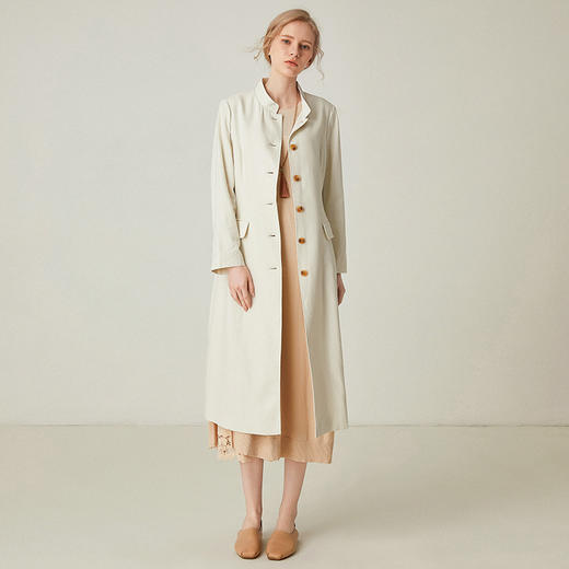 famecoco范可儿风衣外套2020春英伦文艺长外套开衫女F191AB013 商品图0