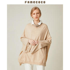 Famecoco范可儿套头毛衫长袖宽松不规则针织衫F188DB017