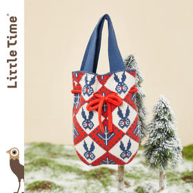 littletime童装原创包包 2020冬新款可爱兔兔撞色毛织小手提包