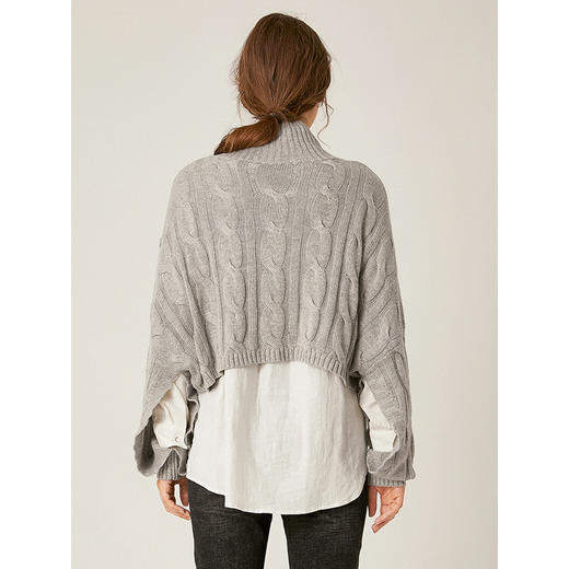 Famecoco范可儿时尚短款毛衣高领宽松显瘦毛针织衫女F198DB019 商品图1