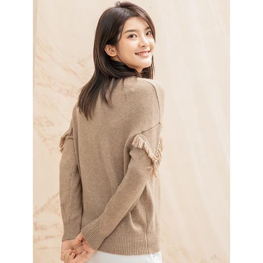 famecoco范可儿秋冬女士毛衣流苏套头针织衫上衣F198DB018 商品图3