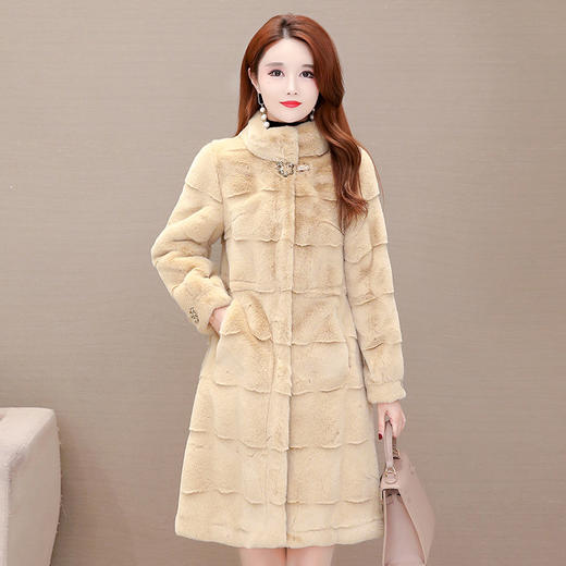 YWE  21L135时尚中长款气质仿貂绒外套 商品图1