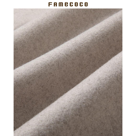 Famecoco范可儿毛呢外套中长款时尚狐狸毛领大衣F188AC001 商品图3