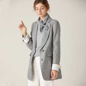 famecoco范可儿条纹西装长袖短外套F201AB026