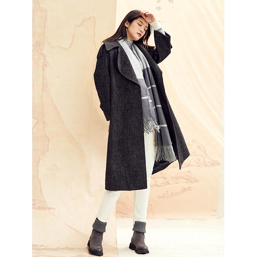 Famecoco范可儿毛呢外套显瘦中长款呢子大衣F198AC126 商品图0