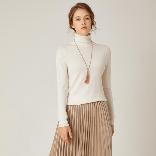 Famecoco范可儿高领毛衣百搭打底针织衫F198DB007 商品图2
