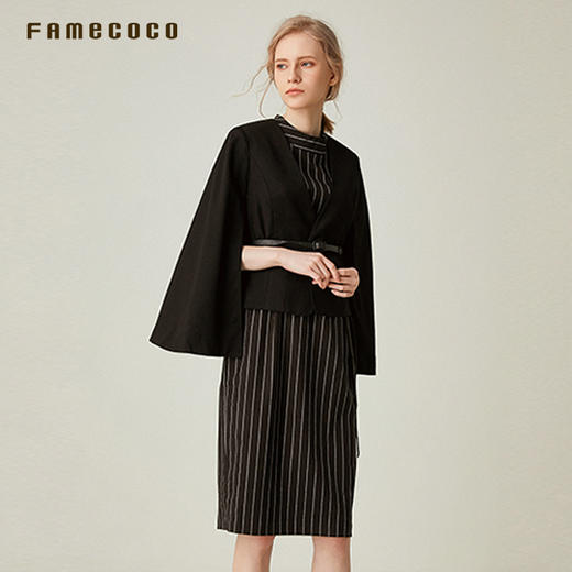famecoco范可儿气质连衣裙春斗篷两件套时尚通勤套装裙F191EA011 商品图1