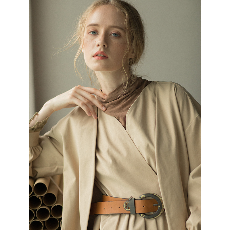 famecoco范可儿赫本风复古连衣裙两件套气质收腰套装F195EA004