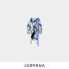 JUDYHUA 蓝白提花手工曲线中长款针织毛衣连衣裙 商品缩略图5
