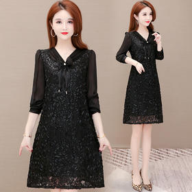 YWE  KED91502蕾丝连衣裙女中长款气质减龄