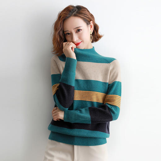 AHM  xyz6348洋气新款宽松百搭外穿条纹冬装针织 商品图3