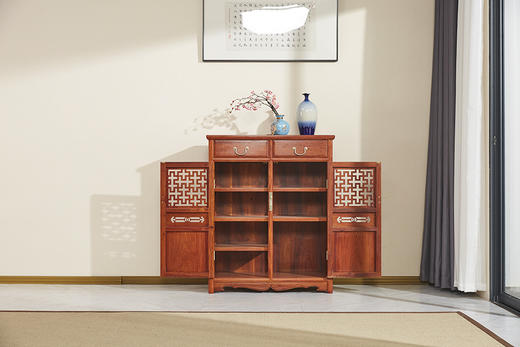 红桥红  家具严选  缅甸花梨（大果紫檀）  【108 万字纹 鞋柜】 商品图5