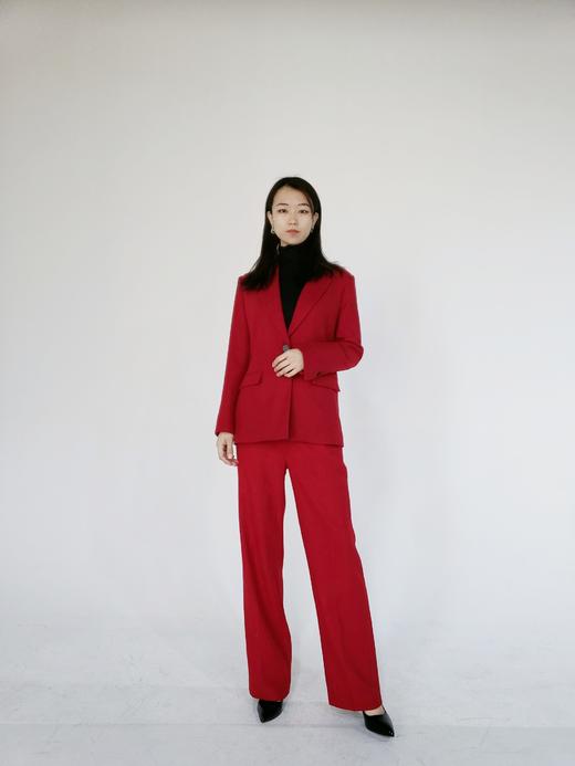 臣禾 深红色直筒西裤9203061876 商品图2