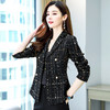 HR  WY807-19韩版格纹小香风纯色翻领西装外套 商品缩略图3