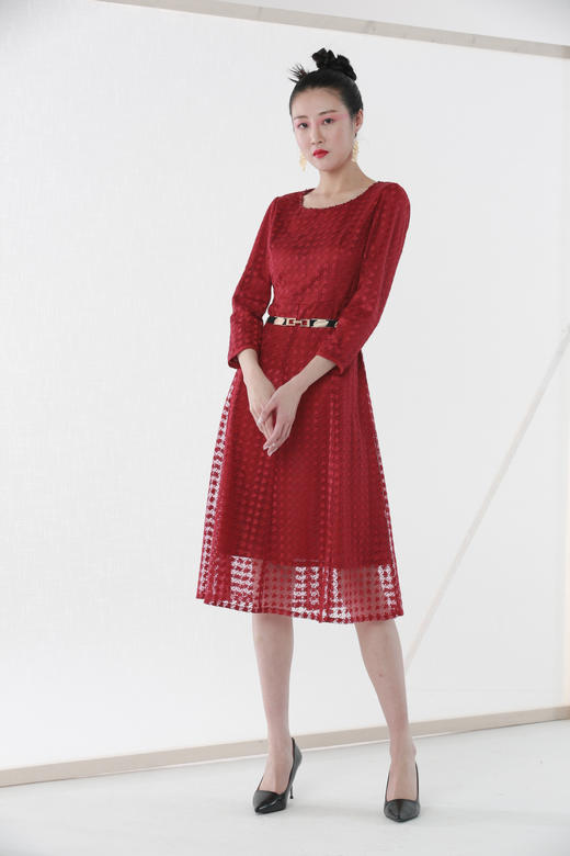 [伯妮斯茵】3S5577--曙红色连衣裙--《秋装时尚系列》 商品图8