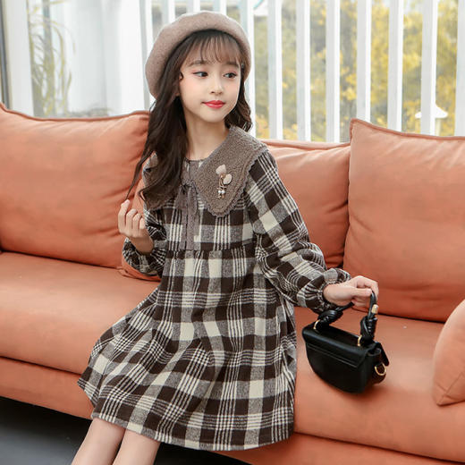 【女童法式复古公主裙】秋冬毛呢格子裙女打底裙子内搭女秋冬连衣裙 商品图3