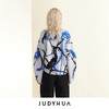 JUDYHUA 蓝白提花手工曲线针织毛衣 商品缩略图3