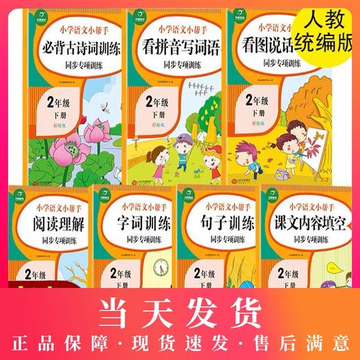 人教统编版2年级下册/二年级第二学期语文课堂同步专项训练 看拼音写词语看图说话写话阅读理解课文填空字词句古诗词训练 小学教辅 商品图0