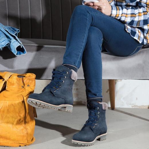 #断码特价36码#西班牙原产羊毛款皮毛一体经典皮靴深海蓝色P03LB27（女款•高品质纯天然羊毛内衬） 商品图4