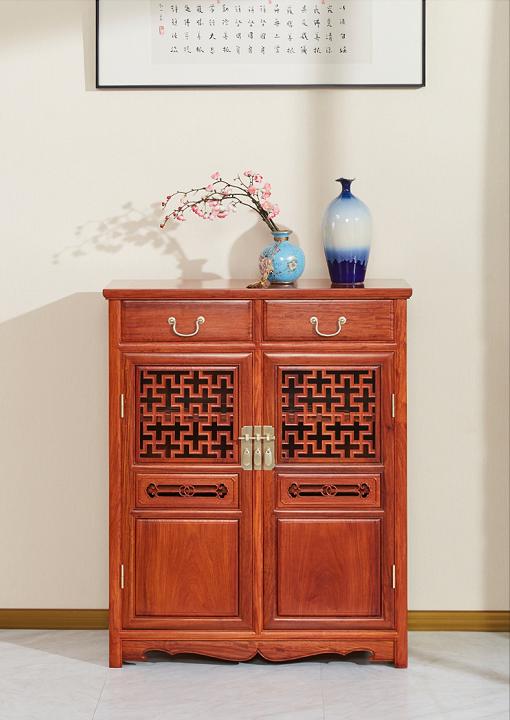 红桥红  家具严选  缅甸花梨（大果紫檀）  【108 万字纹 鞋柜】 商品图0