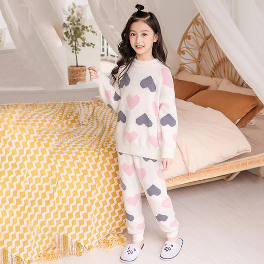 【韩国珊瑚绒儿童睡衣套装】秋冬女童睡衣可爱加厚长袖中大童家居服女 商品图4